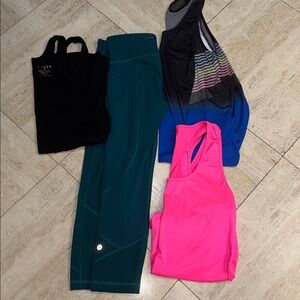 Bundle of 4-  one Lulu leggings & 3 racerback tops